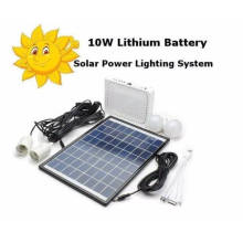 Batterie au lithium 10W Système d&#39;éclairage solaire Kit de panneaux Chargeur bancaire Portable